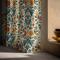 William Morris Linen Curtain Panel, Colorful Botanical Boho Drape, Folk Floral Vine Print - Image 4
