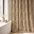 Vintage Damask Linen Curtain Panel, Muted Floral Boho Drape, Faded Tapestry Tulip Print - Image 3
