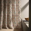 Vintage Damask Linen Curtain Panel, Muted Floral Boho Drape, Faded Tapestry Tulip Print - Image 7