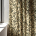 Toile Floral Linen Curtain Panel, Cream Olive Boho Drape, Engraving Botanical Vine Print - Image 3