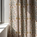 Folk Botanical Linen Curtain Panel, Dusty Pink Gray Boho Drape, Mughal Tree Block Print - Image 3