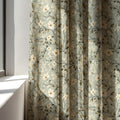 Cherry Blossom Linen Curtain Panel, Sage Green Floral Boho Drape, Cream Branch Vine Print - Image 4