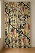 Tree Branch Linen Curtain Panel, Navy Red Botanical Boho Drape, Berry Blossom Forest Print - Image 6