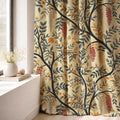 Tree Branch Linen Curtain Panel, Navy Red Botanical Boho Drape, Berry Blossom Forest Print - Image 3