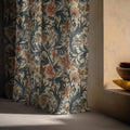 William Morris Floral Linen Curtain Panel, Terracotta Teal Boho Drape, Acanthus Vine Print - Image 5