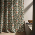 Art Nouveau Tulip Linen Curtain Panel, Sage Green Boho Drape, Geometric Floral Stem Print - Image 4