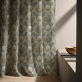 Botanical Bulb Linen Curtain Panel, Dusty Blue Boho Drape, Herb Garden Medallion Print - Image 6