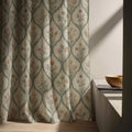Trellis Floral Linen Curtain Panel, Sage Green Boho Drape, Garden Bouquet Ogee Print - Image 4