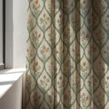 Trellis Floral Linen Curtain Panel, Sage Green Boho Drape, Garden Bouquet Ogee Print - Image 1