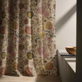 Peony Dahlia Linen Curtain Panel, Pink Mustard Boho Drape, Vintage Garden Floral Print - Image 5