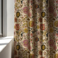 Peony Dahlia Linen Curtain Panel, Pink Mustard Boho Drape, Vintage Garden Floral Print - Image 3