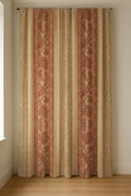 Paisley Stripe Linen Curtain Panel, Terracotta Gold Boho Drape, Ornate Floral Border Print - Image 5