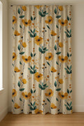 Poppy Floral Linen Curtain Panel, Mustard Yellow Boho Drape, Watercolor Garden Print - Image 7