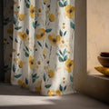 Poppy Floral Linen Curtain Panel, Mustard Yellow Boho Drape, Watercolor Garden Print - Image 6