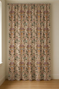 Vintage Damask Linen Curtain Panel, Muted Floral Boho Drape, Faded Tapestry Tulip Print - Image 5