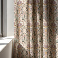 Vintage Damask Linen Curtain Panel, Muted Floral Boho Drape, Faded Tapestry Tulip Print - Image 4