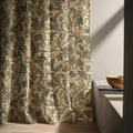 Toile Floral Linen Curtain Panel, Cream Olive Boho Drape, Engraving Botanical Vine Print - Image 6
