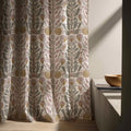Folk Botanical Linen Curtain Panel, Dusty Pink Gray Boho Drape, Mughal Tree Block Print - Image 4