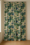 Botanical Leaf Linen Curtain Panel, Teal Green Boho Drape, Hawthorn Branch Blossom Print - Image 7