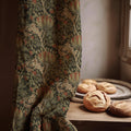 William Morris Artichoke Linen Curtain Panel, Dark Boho Drape, Folk Floral Berry Print - Image 1