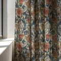 William Morris Floral Linen Curtain Panel, Terracotta Teal Boho Drape, Acanthus Vine Print - Image 4