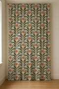 Art Nouveau Tulip Linen Curtain Panel, Sage Green Boho Drape, Geometric Floral Stem Print - Image 7