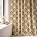 Jaipur Floral Linen Curtain Panel, Ivory Red Boho Drape, Mughal Carnation Repeat Print - Image 3