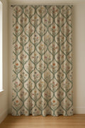 Trellis Floral Linen Curtain Panel, Sage Green Boho Drape, Garden Bouquet Ogee Print - Image 7