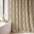Trellis Floral Linen Curtain Panel, Sage Green Boho Drape, Garden Bouquet Ogee Print - Image 6