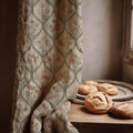 Trellis Floral Linen Curtain Panel, Sage Green Boho Drape, Garden Bouquet Ogee Print - Image 3