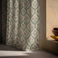 Trellis Floral Linen Curtain Panel, Sage Green Boho Drape, Garden Bouquet Ogee Print - Image 5