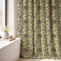 William Morris Allium Linen Curtain Panel, Navy Green Botanical Boho Drape, Folk Vine Print - Image 7