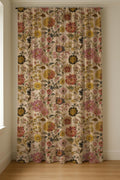 Peony Dahlia Linen Curtain Panel, Pink Mustard Boho Drape, Vintage Garden Floral Print - Image 7