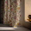 Peony Dahlia Linen Curtain Panel, Pink Mustard Boho Drape, Vintage Garden Floral Print - Image 4