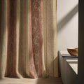 Paisley Stripe Linen Curtain Panel, Terracotta Gold Boho Drape, Ornate Floral Border Print - Image 6