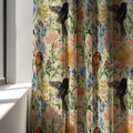 Blackbird Wildflower Linen Curtain Panel, Colorful Boho Drape, Garden Bird Floral Print - Image 3
