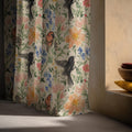 Blackbird Wildflower Linen Curtain Panel, Colorful Boho Drape, Garden Bird Floral Print - Image 4