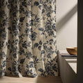 Toile Floral Linen Curtain Panel, Black Beige Boho Drape, Vintage Rose Vine Print - Image 7