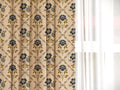 Trellis Floral Linen Curtain Panel, Navy Olive Boho Drape, Folk Diamond Lattice Print - Image 4