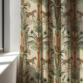 Leopard Jungle Linen Curtain Panel, Earthy Boho Drape, Safari Palm Tree Animal Print - Image 3