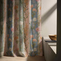 Floral Stripe Linen Curtain Panel, Dusty Blue Pink Boho Drape, Garden Botanical Stem Print - Image 7
