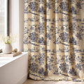Toile de Jouy Linen Curtain Panel, Navy Blue Countryside Boho Drape, French Scenic Print - Image 7