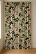 Tropical Parrot Linen Curtain Panel, Colorful Bird Boho Drape, Jungle Leaf Nature Print - Image 7