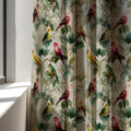 Tropical Parrot Linen Curtain Panel, Colorful Bird Boho Drape, Jungle Leaf Nature Print - Image 3