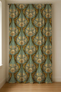 Art Nouveau Floral Linen Curtain: Green Gold Botanical Panel Farmhouse Boho Drapes - Image 3