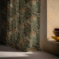 William Morris Artichoke Linen Curtain Panel, Dark Boho Drape, Folk Floral Berry Print - Image 5