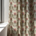 Mughal Block Print Linen Curtain Panel, Dusty Pink Boho Drape, Indian Floral Stem Print - Image 3