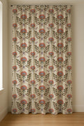 Mughal Block Print Linen Curtain Panel, Dusty Pink Boho Drape, Indian Floral Stem Print - Image 7