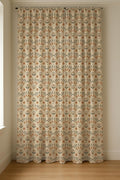 Scandinavian Folk Linen Curtain Panel, Terracotta Sage Boho Drape, Geometric Tulip Print - Image 6