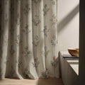 Wildflower Stem Linen Curtain Panel, Natural Beige Boho Drape, Delicate Botanical Sprig Print - Image 6